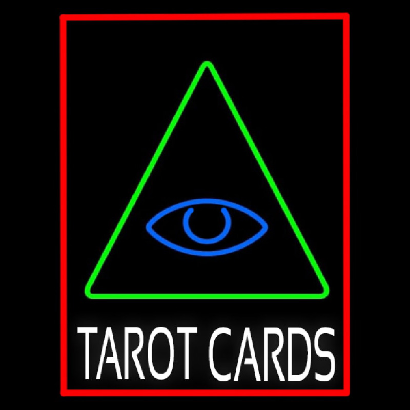 White Tarot Cards Logo And Red Border Enseigne Néon