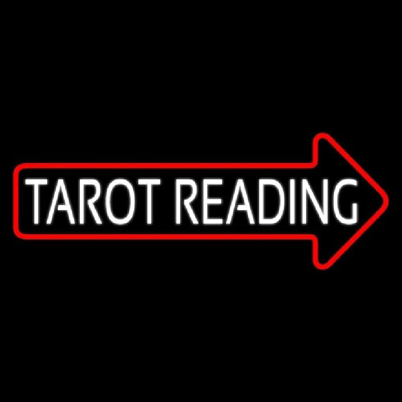 White Tarot Reading With Red Arrow Enseigne Néon