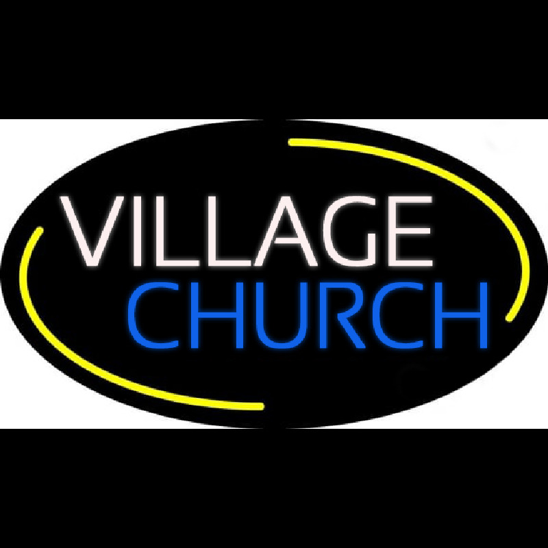 White Village Blue Church Enseigne Néon