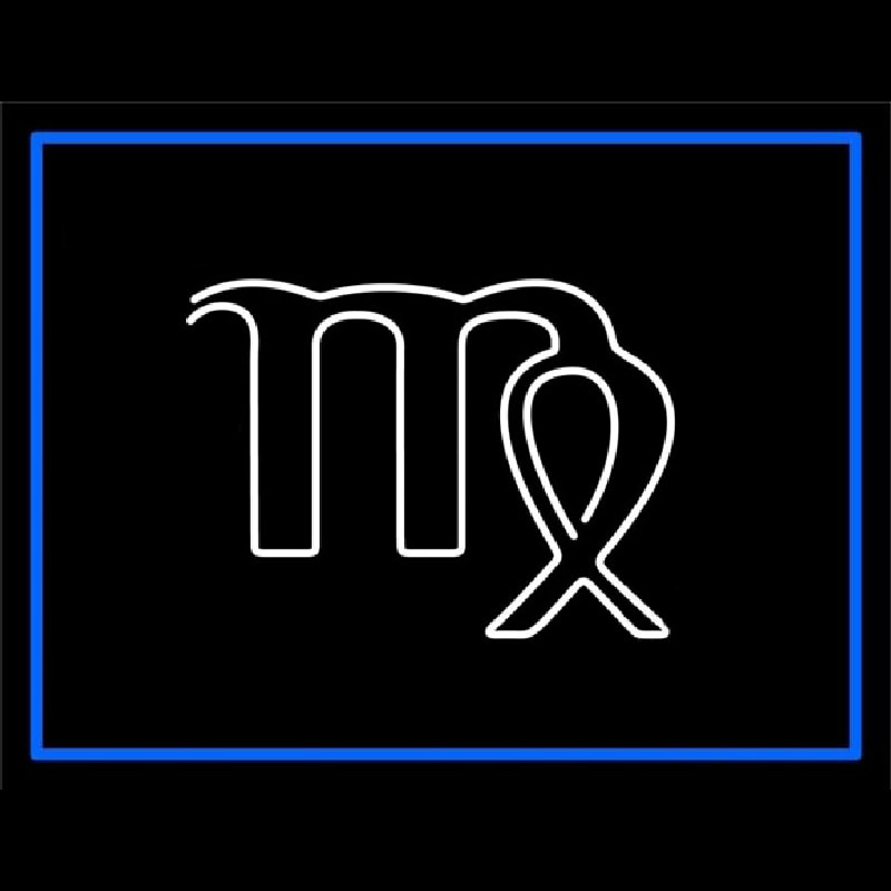 White Virgo Blue Border Enseigne Néon