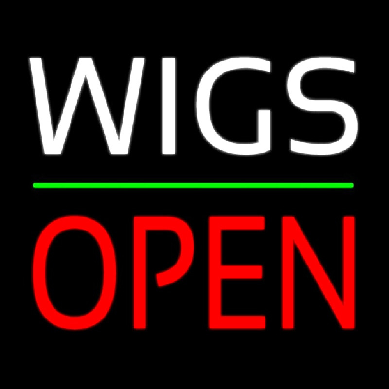 Wigs Block Open Green Line Enseigne Néon
