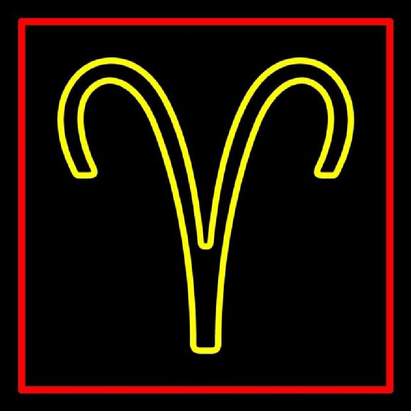 Yellow Aries Red Border Enseigne Néon