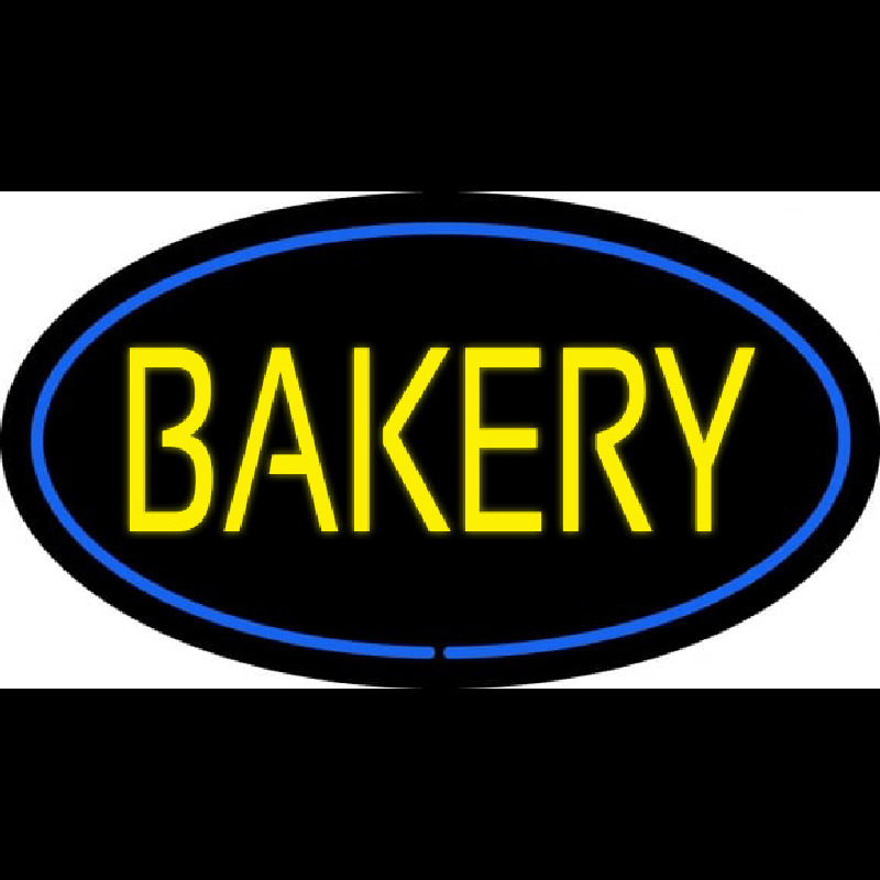 Yellow Bakery Oval Blue Enseigne Néon