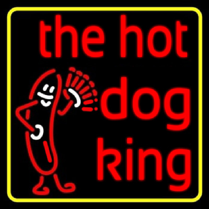 Yellow Border Red The Hot Dog King Enseigne Néon
