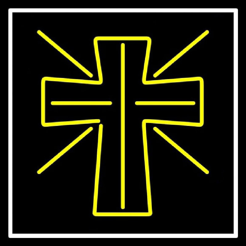 Yellow Christian Cross Enseigne Néon