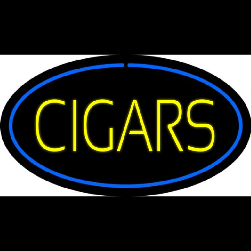 Yellow Cigars Blue Oval Enseigne Néon