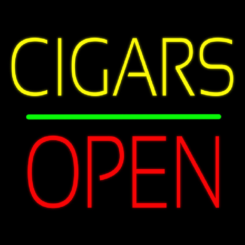 Yellow Cigars Red Block Open Green Line Enseigne Néon