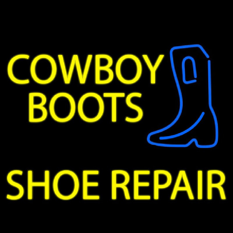 Yellow Cowboy Boots Shoe Repair Enseigne Néon