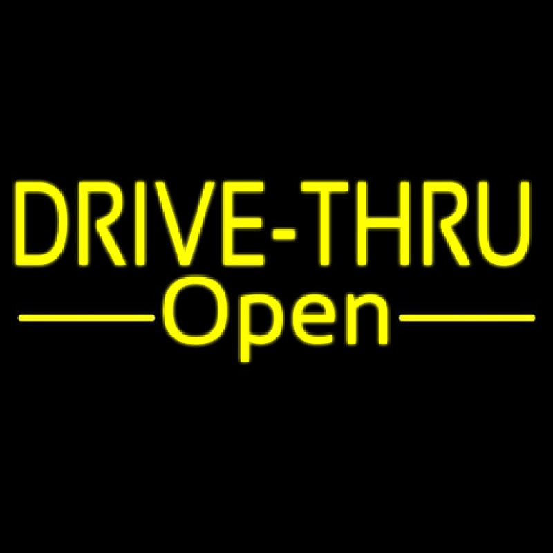 Yellow Drive Thru Open Enseigne Néon