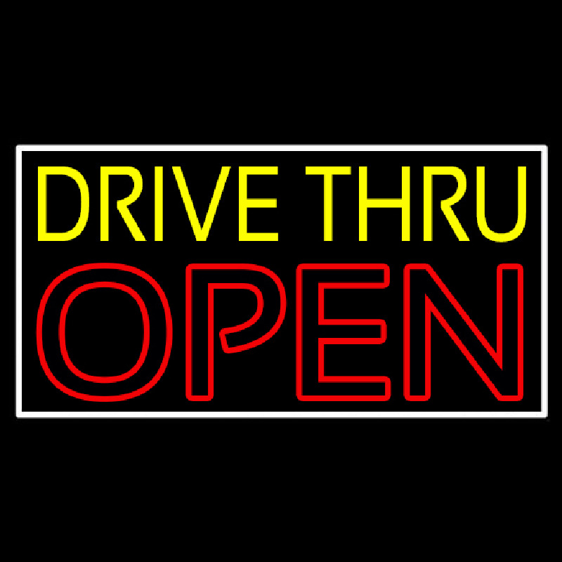 Yellow Drive Thru Open Red Enseigne Néon