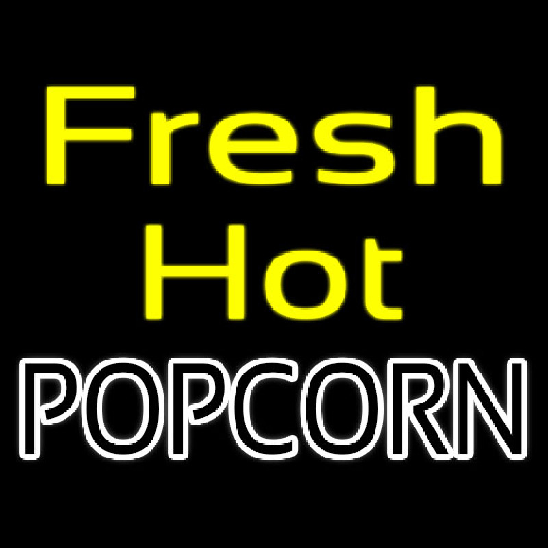 Yellow Fresh Hot White Popcorn Enseigne Néon