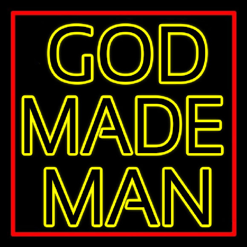 Yellow God Made Man Enseigne Néon
