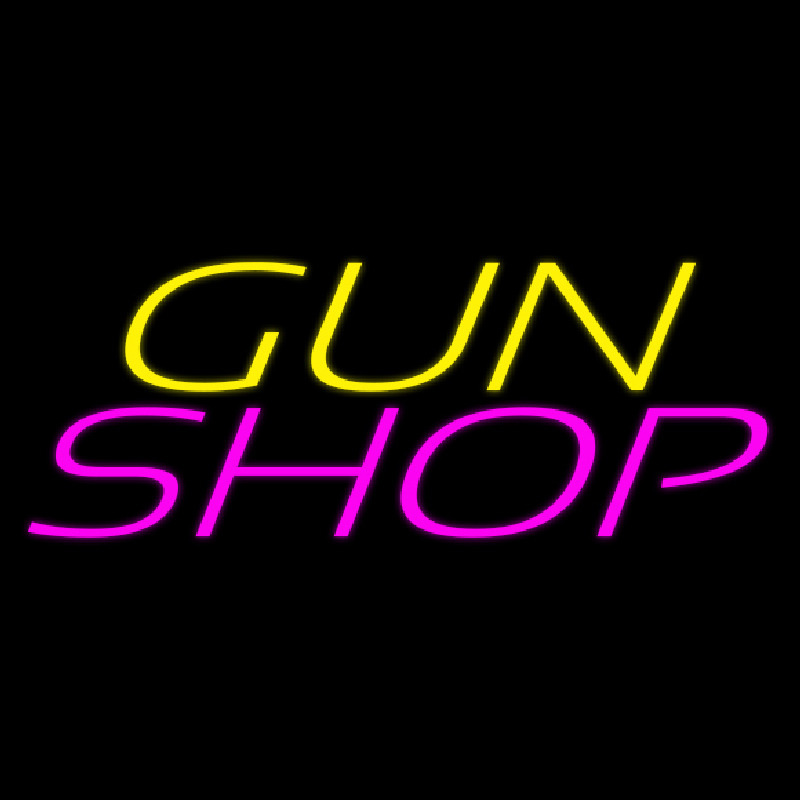 Yellow Gun Pink Shop Enseigne Néon