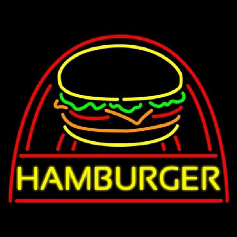 Yellow Hamburger With Logo Enseigne Néon