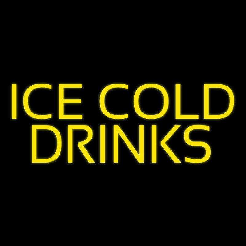 Yellow Ice Cold Drinks Enseigne Néon