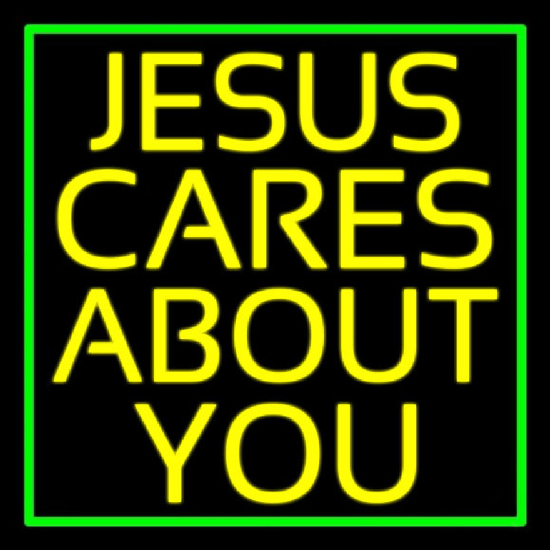 Yellow Jesus Cares About You Enseigne Néon