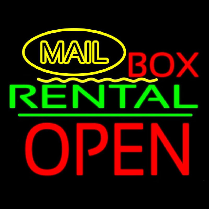 Yellow Mail Block Bo  Rental Open 1 Enseigne Néon