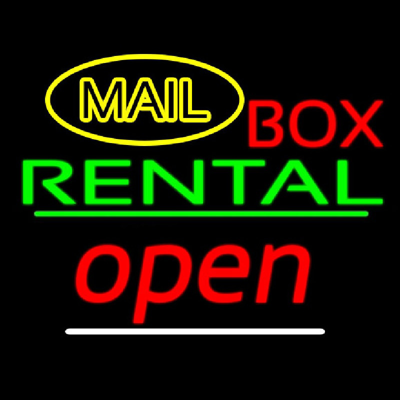Yellow Mail Block Bo  Rental Open 2 Enseigne Néon