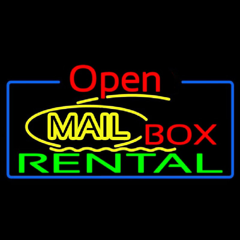 Yellow Mail Block Bo  Rental Open 4 Enseigne Néon