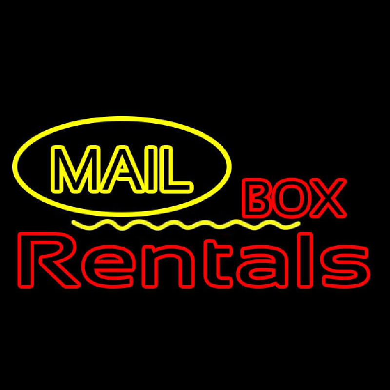 Yellow Mail Block Bo  Rentals Enseigne Néon