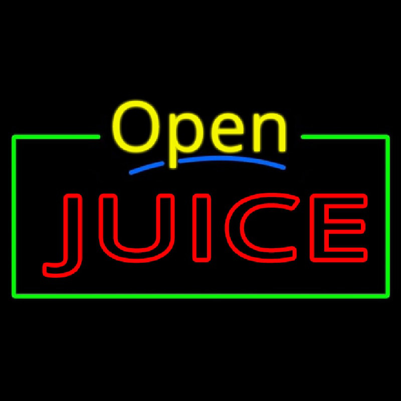 Yellow Open Double Stroke Juice Enseigne Néon