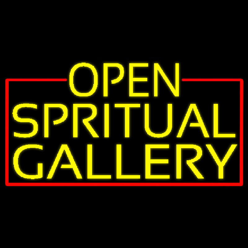Yellow Open Spiritual Gallery With Red Border Enseigne Néon