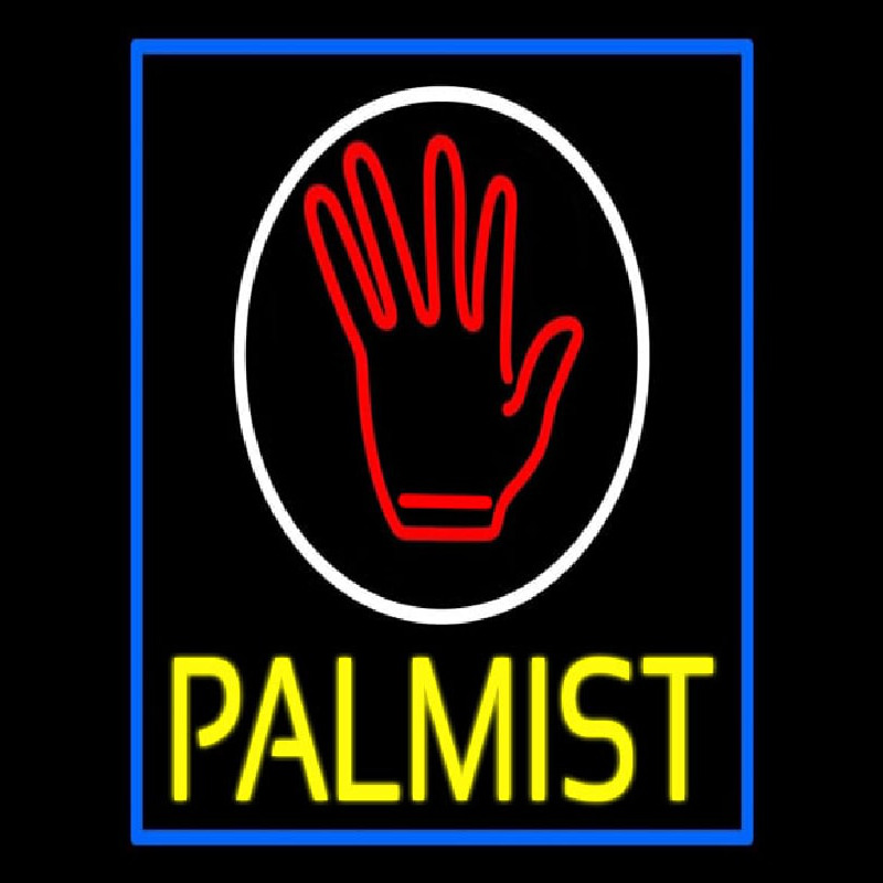 Yellow Palmist Block With Logo Enseigne Néon