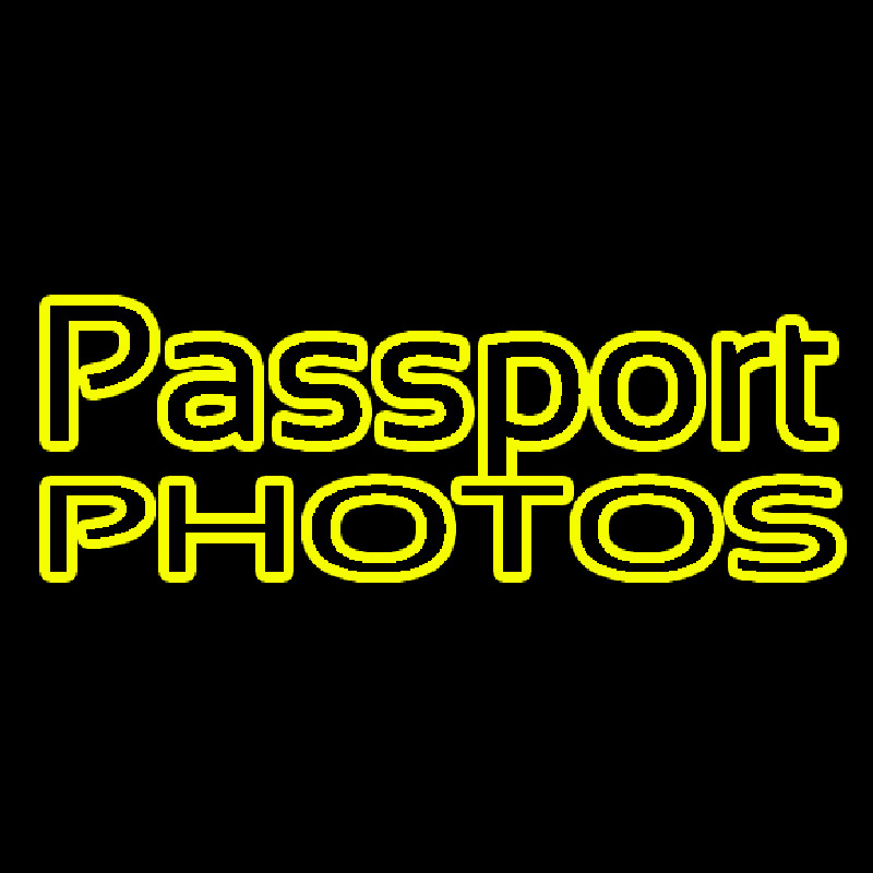 Yellow Passport Photos Block Enseigne Néon