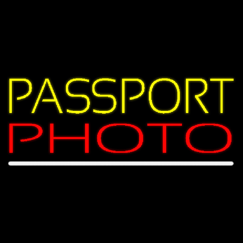 Yellow Passport Red Photo White Line Enseigne Néon