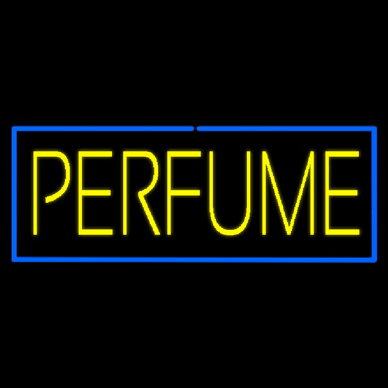 Yellow Perfume With Blue Border Enseigne Néon