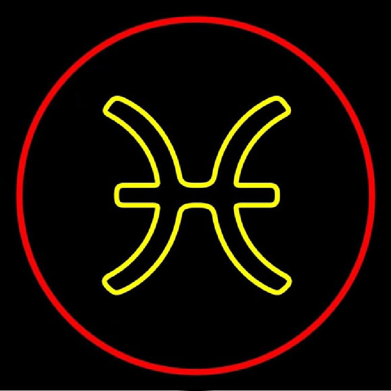 Yellow Pisces Red Border Enseigne Néon