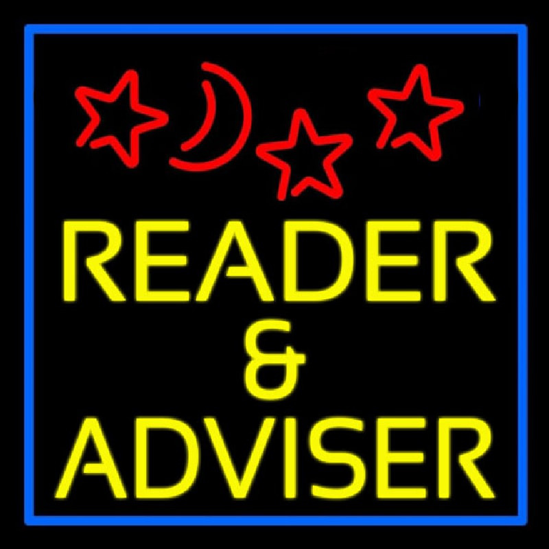 Yellow Reader And Advisor Blue Border Enseigne Néon