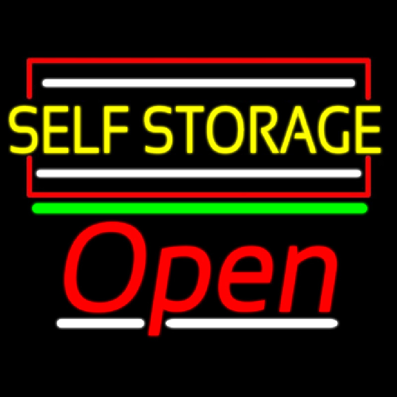 Yellow Self Storage Block With Open 2 Enseigne Néon
