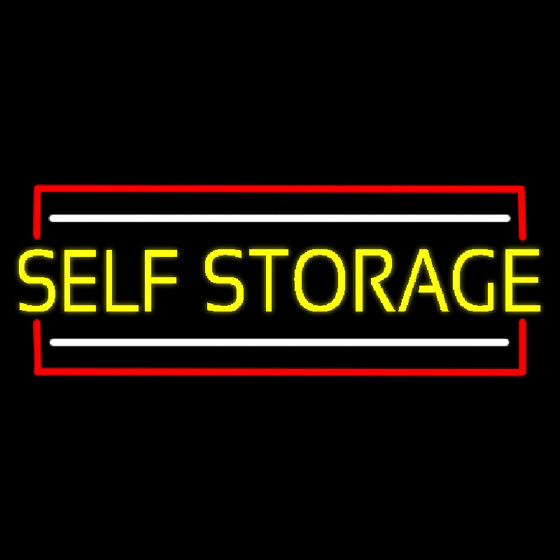 Yellow Self Storage Block With White Line Enseigne Néon