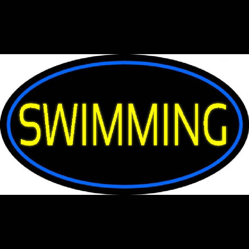 Yellow Swimming With Blue Border Enseigne Néon