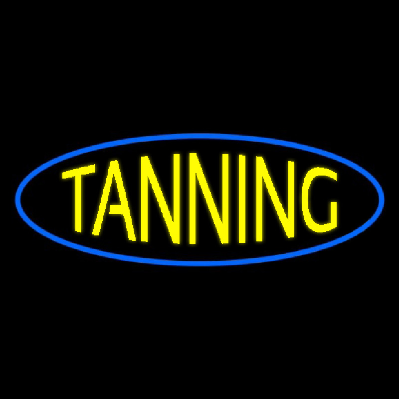 Yellow Tanning Blue Oval Enseigne Néon