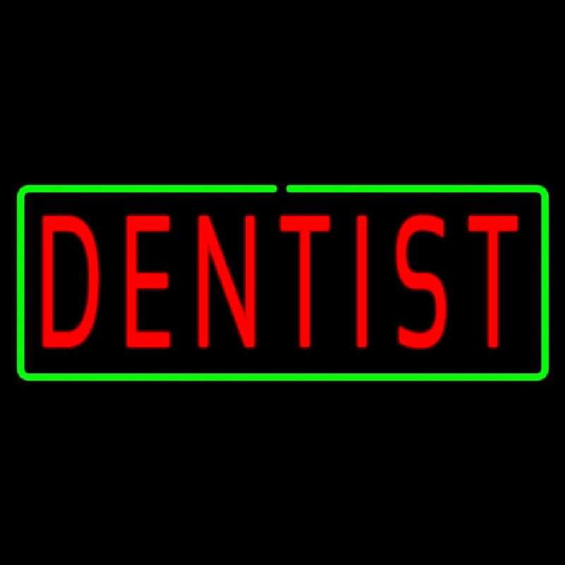 Red Dentist Green Border Enseigne Néon