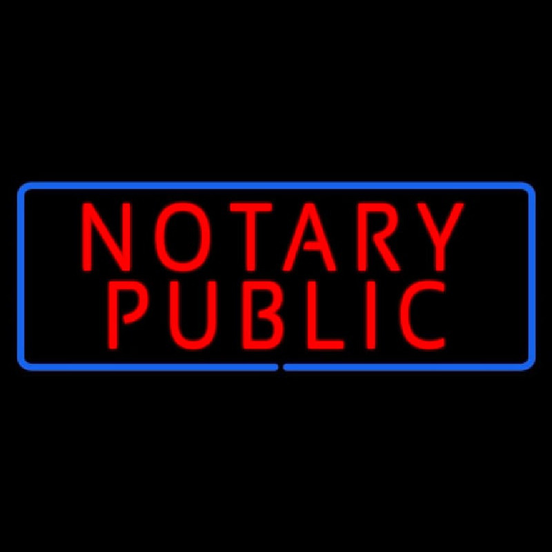 Red Notary Public Blue Border Enseigne Néon