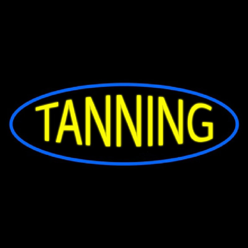 Yellow Tanning Blue Oval Enseigne Néon