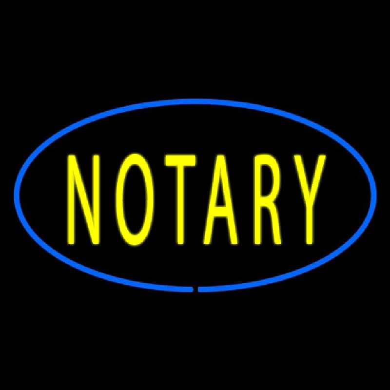 Yellow Notary Oval Blue Border Enseigne Néon