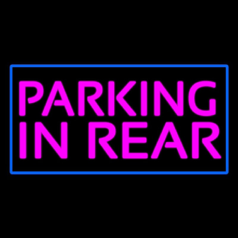Parking In Rear Blue Rectangle Enseigne Néon