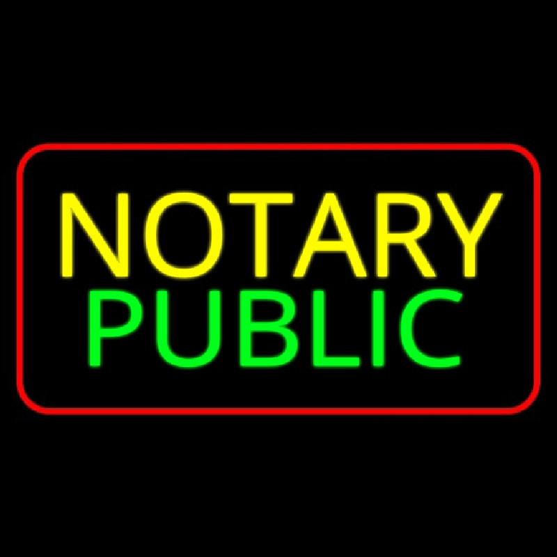 Notary Public Red Border Enseigne Néon