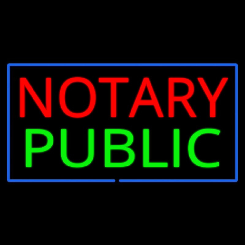 Notary Public Blue Border Enseigne Néon