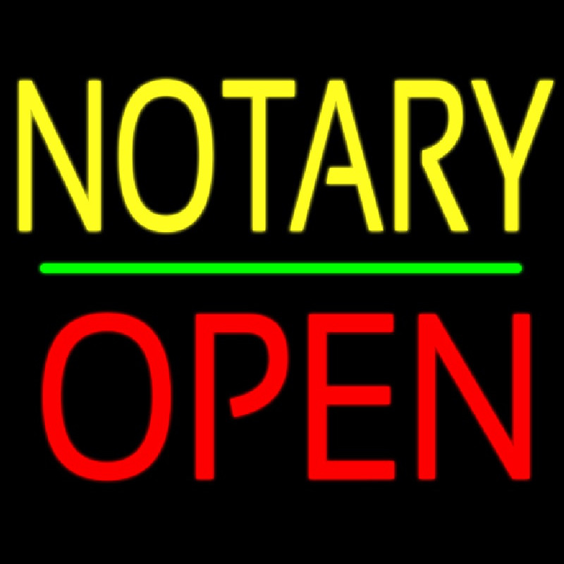 Notary Block Open Green Line Enseigne Néon