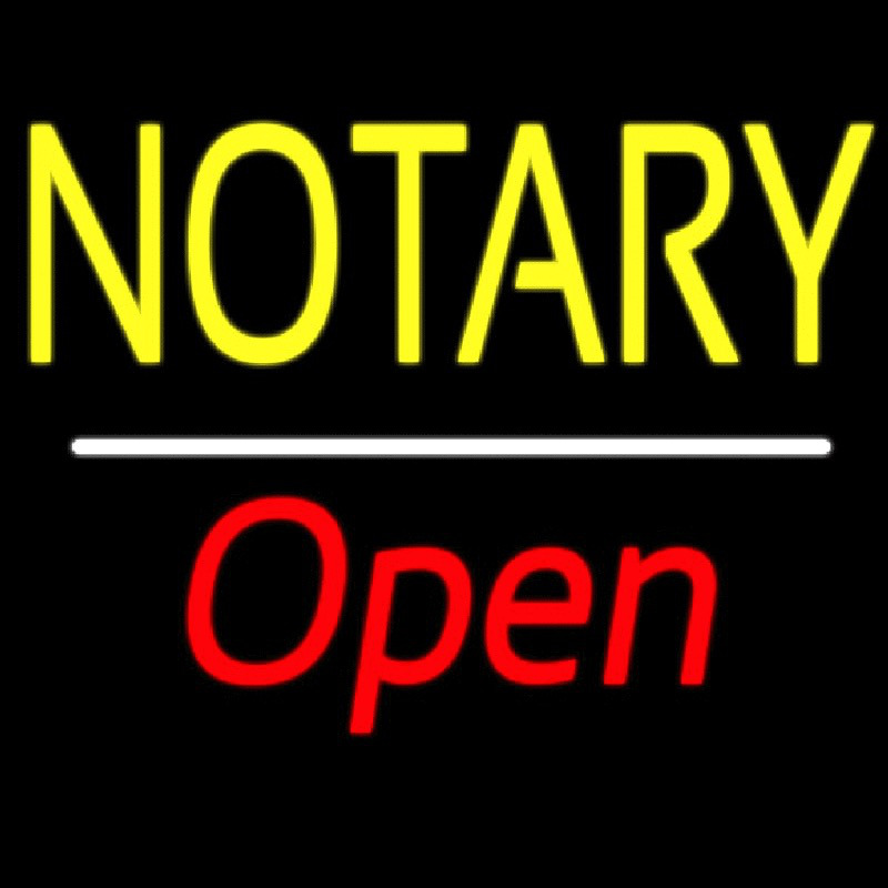 Notary Open White Line Enseigne Néon