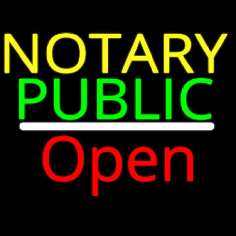 Notary Public Open White Line Enseigne Néon