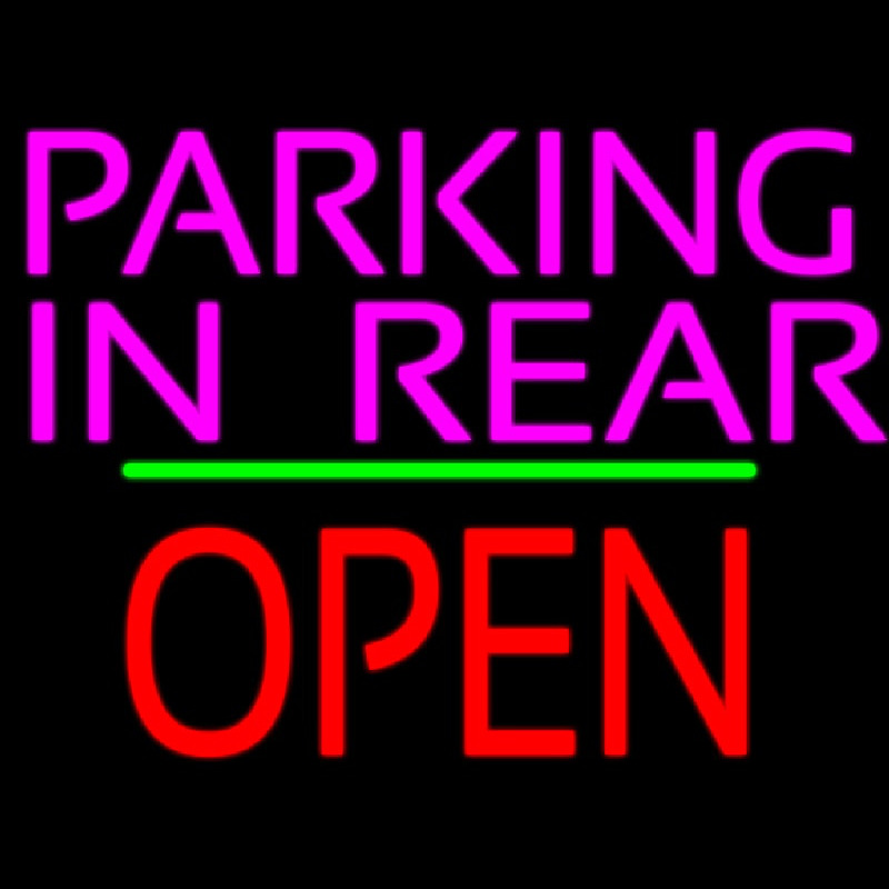 Parking In Rear Open Block Green Line Enseigne Néon