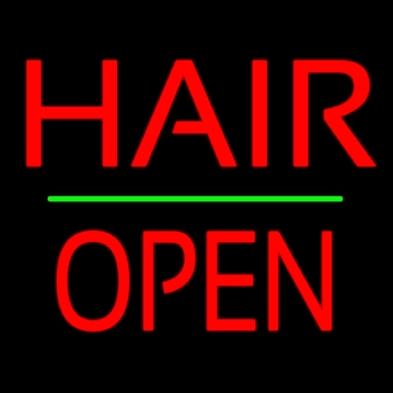 Hair Block Open Green Line Enseigne Néon