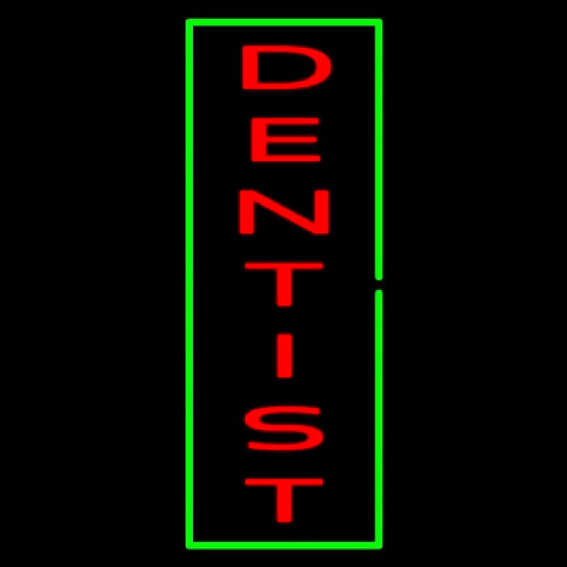 Vertical Red Dentist Green Border Enseigne Néon