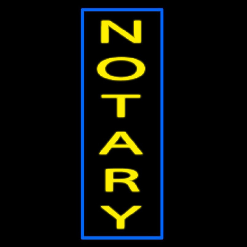 Vertical Yellow Notary Blue Border Enseigne Néon